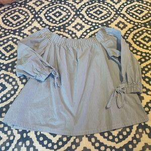 Ann Taylor Loft Off-the-shoulder Striped Blouse